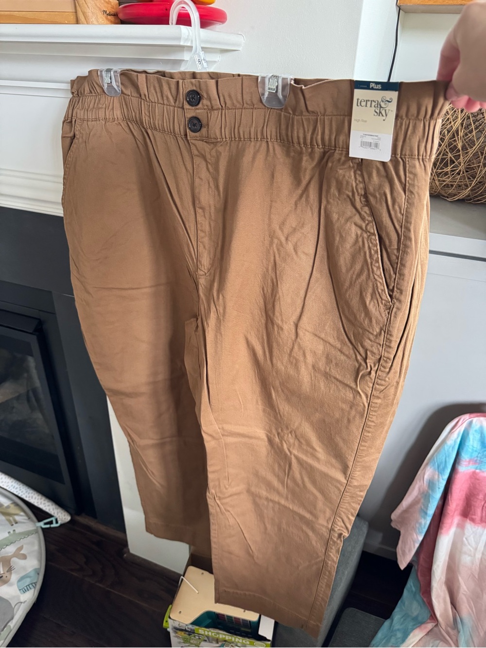 Terra & Sky Plus Brown Cropped Pull-On Pants